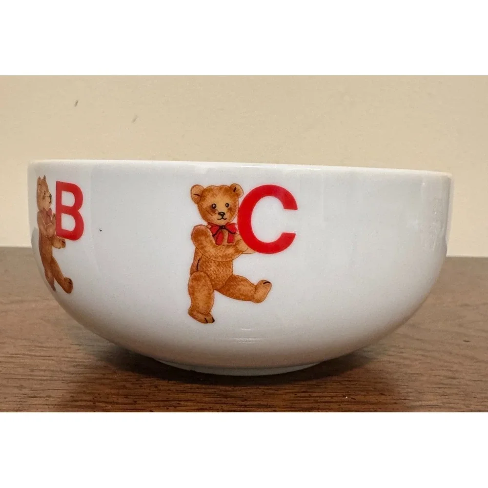 Vintage Curzon Porcelain Childrens Bowl Teddy Bear ABC Alphabet Nursery Ceramic